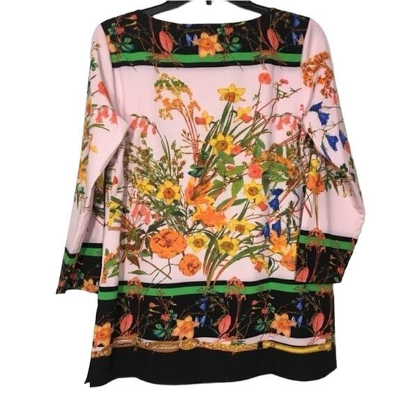 Linea by Louis DELL’OLIO Floral Boatneck blouse 6 Artsy Art to wear Abstract - Picture 3 of 16